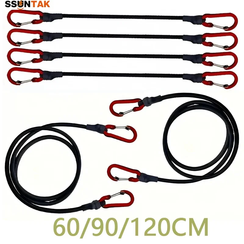 SSUNTAK 60/90/120CM Heavy Duty Elastic Bungee Cords Stretch Tie Strap for Camping Bike Car Luggage Roof Rack Outdoor Accessories
