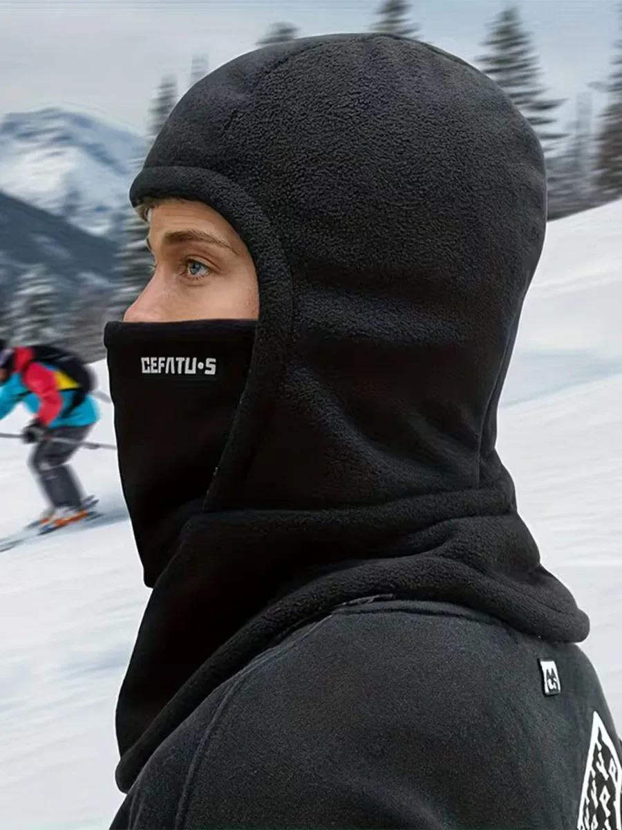 AliExpress NONE Winter Warm Fleece Balaclava Cycling Cap Cold-proof Windproof Warm Hood and Hat Thicken Thermal Ski Windproof Cap Women Men