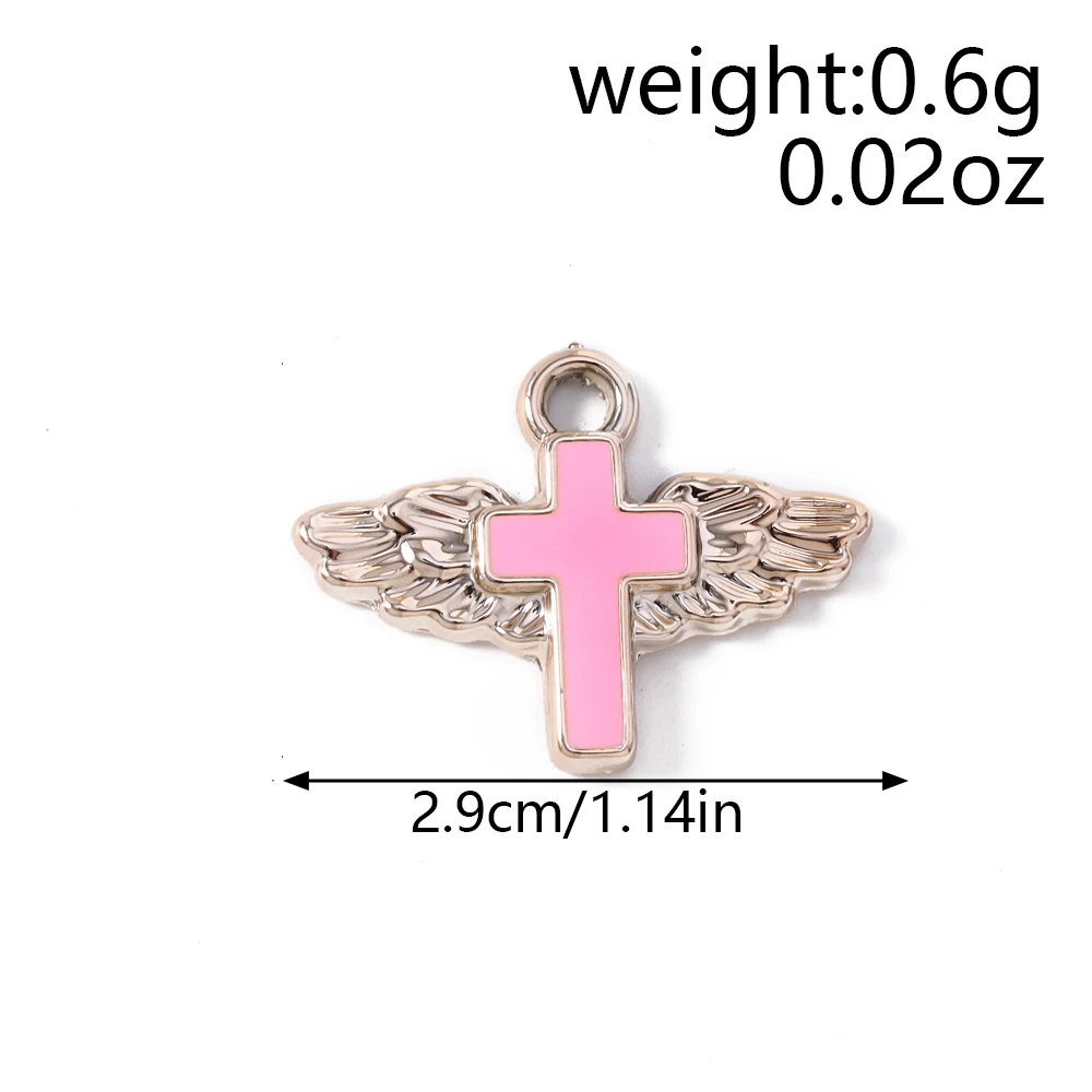 Leslie 10 Stück Emaille Segenflügel Kreuz-Anhänger Perlen für Ohrringe Armband Halskette DIY Schmuckherstellung Handgefertigt – Detail 1