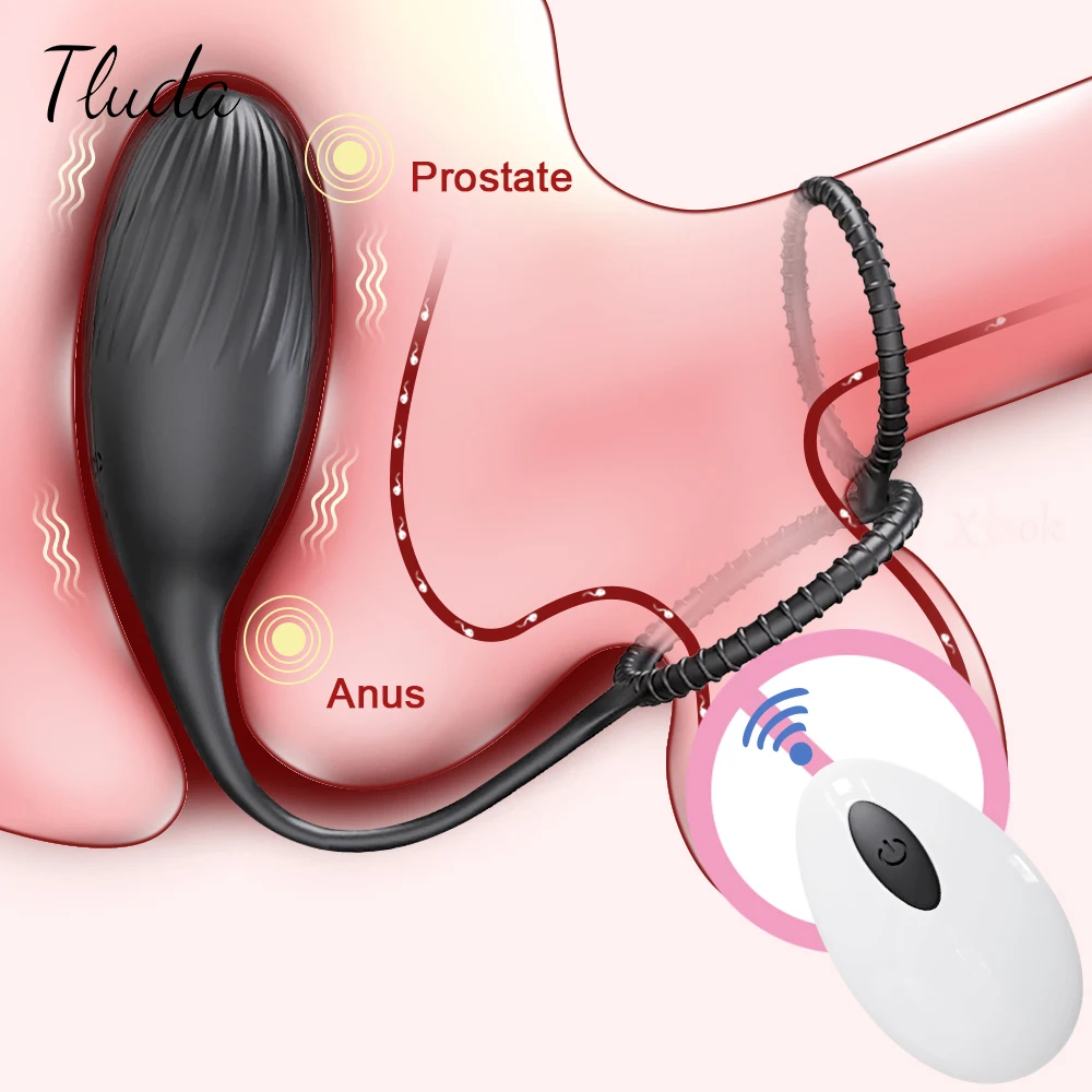 Masajeador vibratorio de próstata para hombres, tapón Anal con Control remoto, anillo vibrador Anal para pene, tapón Anal Gay, juguete sexual para hombres y mujeres