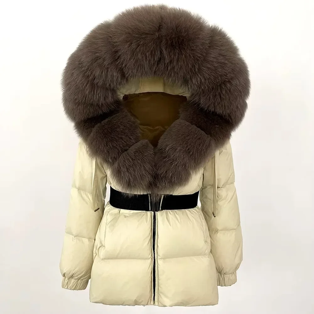 OFTBUY Real Fox Fur Jacket Hooded 2024 Winter Puffer Jacket Women Thick Warm White Duck Down Coat Female Parkas Waterproof