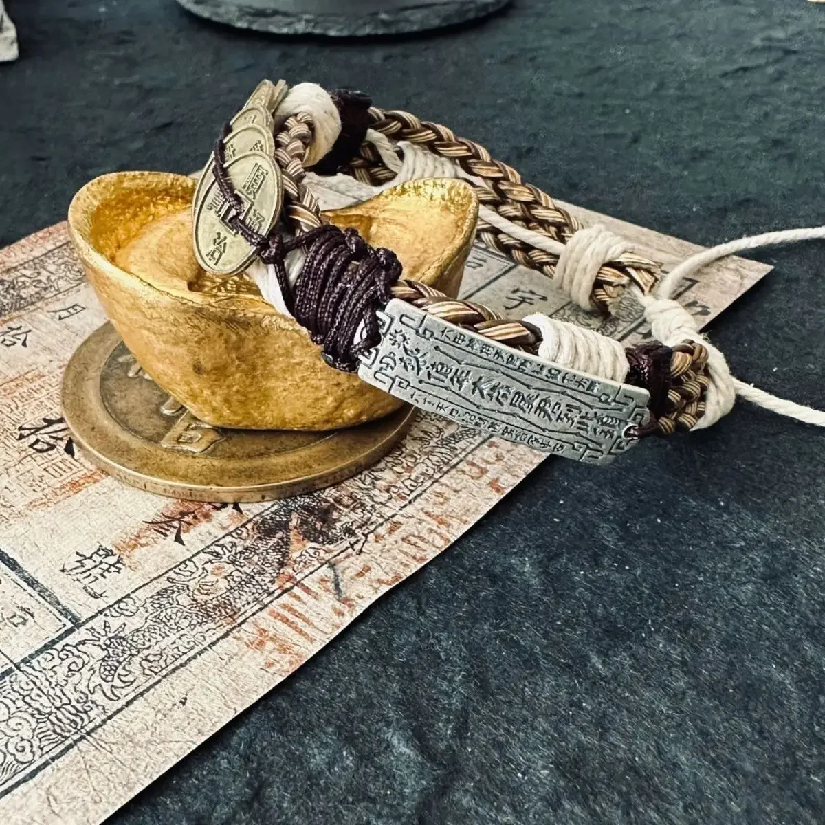 خمسة الأباطرة المال المنسوجة يدويا سوار المتخصصة تصميم الشعور المتقدم مزاجه اليد حبل تحقيق التماس جمع الثروة