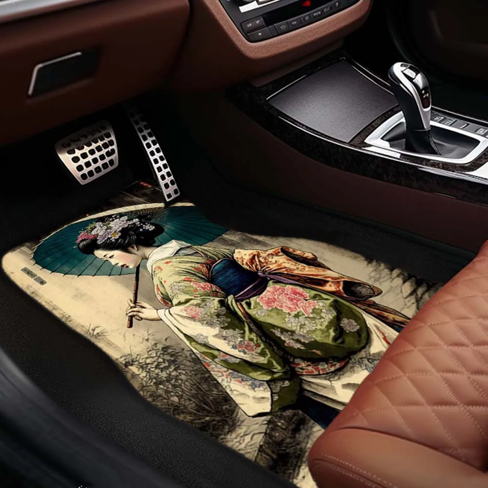 1pc/2pcs/4pcs Multi-purpose Car Floor Japanese Geisha In The Edo Period Floor Luxury Front And Rear Seat Floor Decoration Thick