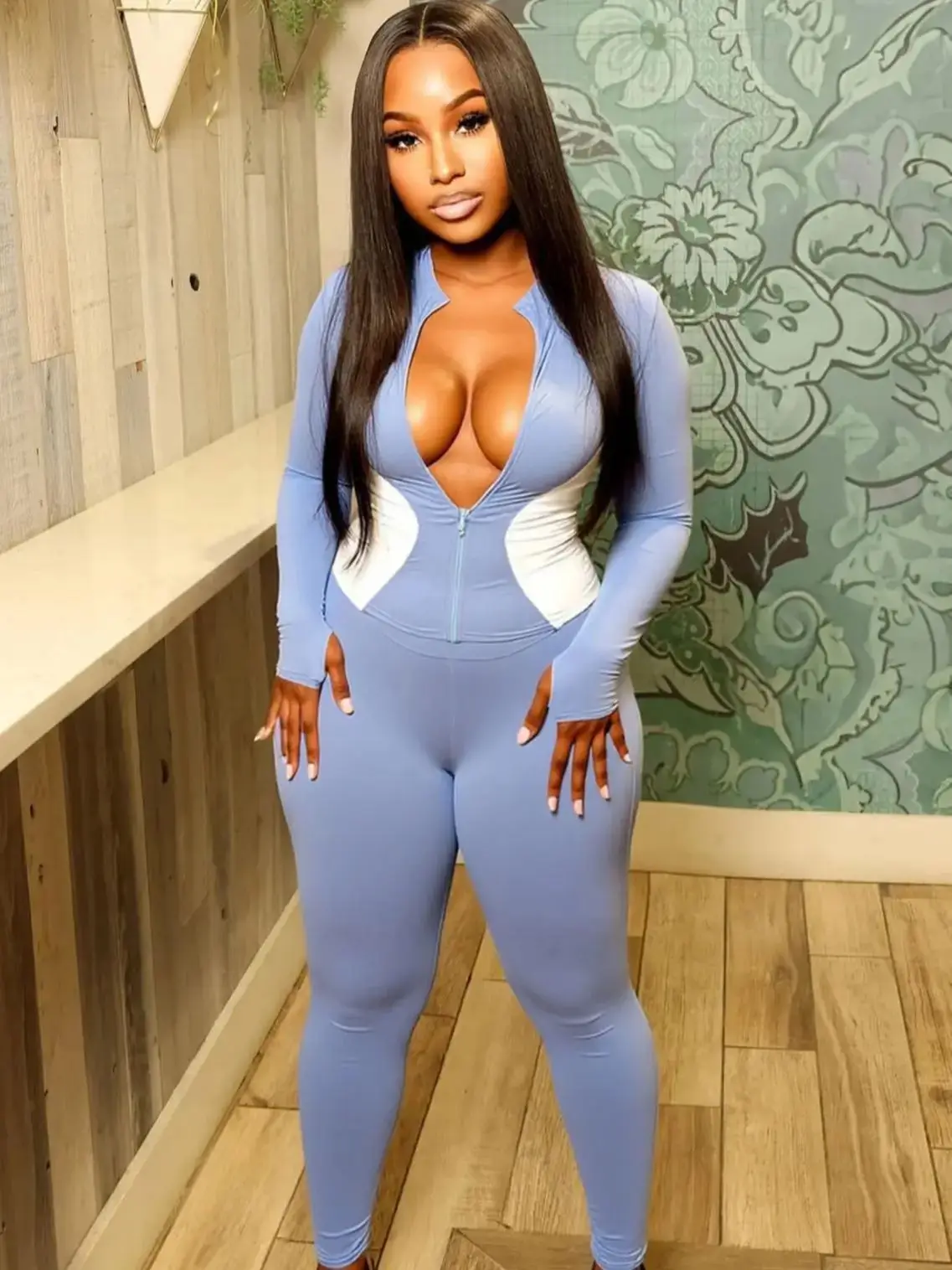 غريب سنور التباين المرقعة 2 قطعة مجموعة المرأة رياضية رياضي البريدي كم كامل سترة نحيل طماق اليومية ملابس الشارع الشهير غير رسمية