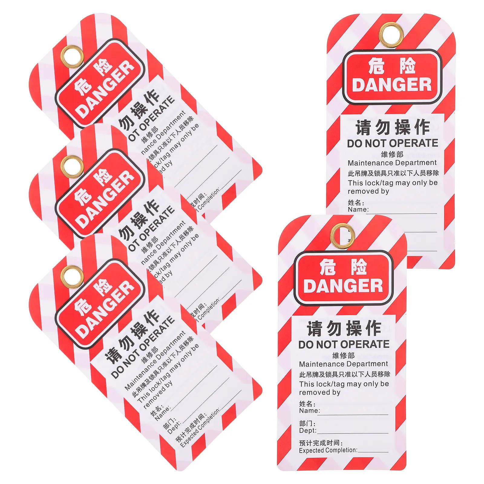 5Pcs Safety Tags High Visibility Lockout Tags with Bold Warning Text for Factory Machinery Equipment Maintenance Safety