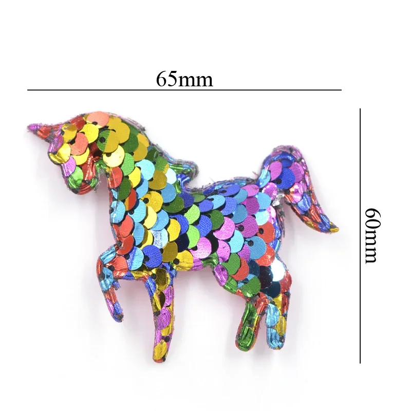 16Pcs Glitter Colorful Unicorn Appliques with Sequins Embroider Padded Patches for Clothes Sewing Supplies Hair Hat Ornament F45