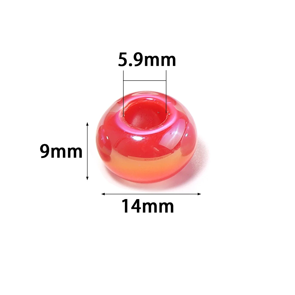10 Stück/Set UV-beschichtete farbige Acryl-Abakusperlen mit großem Loch, lose Abstandsperlen für Schmuckherstellung, DIY-Armband- und Halskettenzubehör – Detail 1