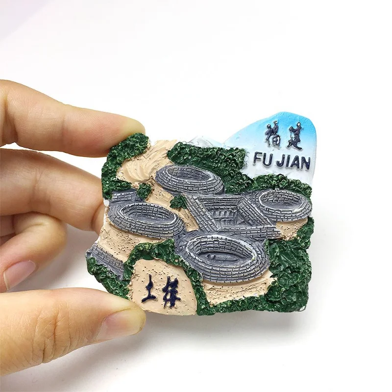 

Creative Fujian Landmark Building Tujia Cultural Creative Magnetic Fridge Magnet Tourist Souvenir Home Decoration Gift