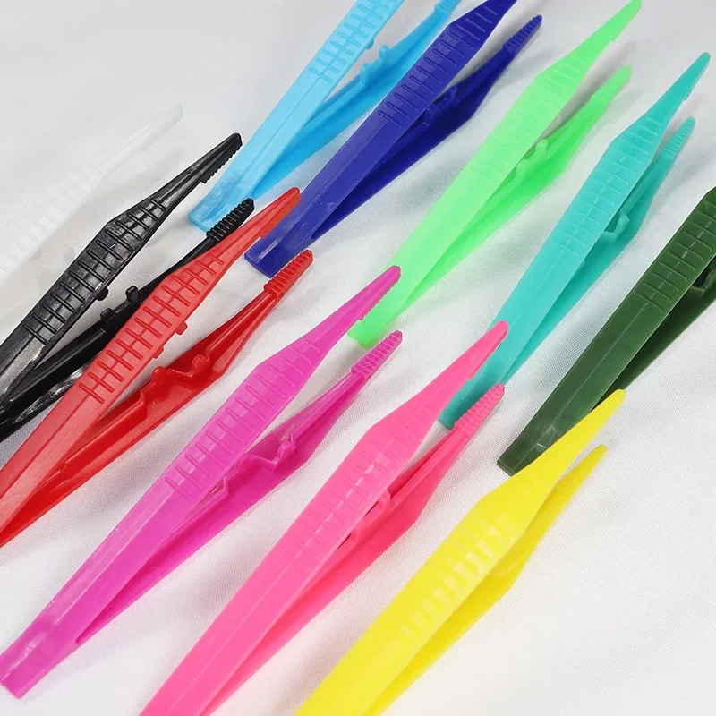 1/10 Piece Random Color Plastic Tweezers Medical Repair Small Disposable Tweezers Tools Tweezers Crafts Kids Toys Plastic Clips