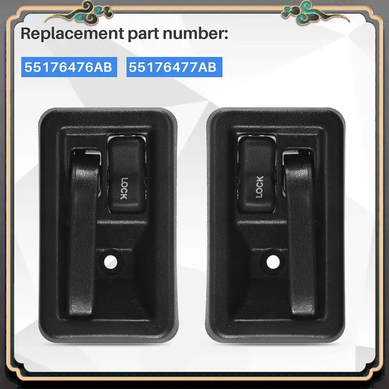 

M45K-Inside Door Handles Interior Pair Left & Right 55176477AB 55176476AB For 1987-2004 Jeep Wrangler YJ TJ