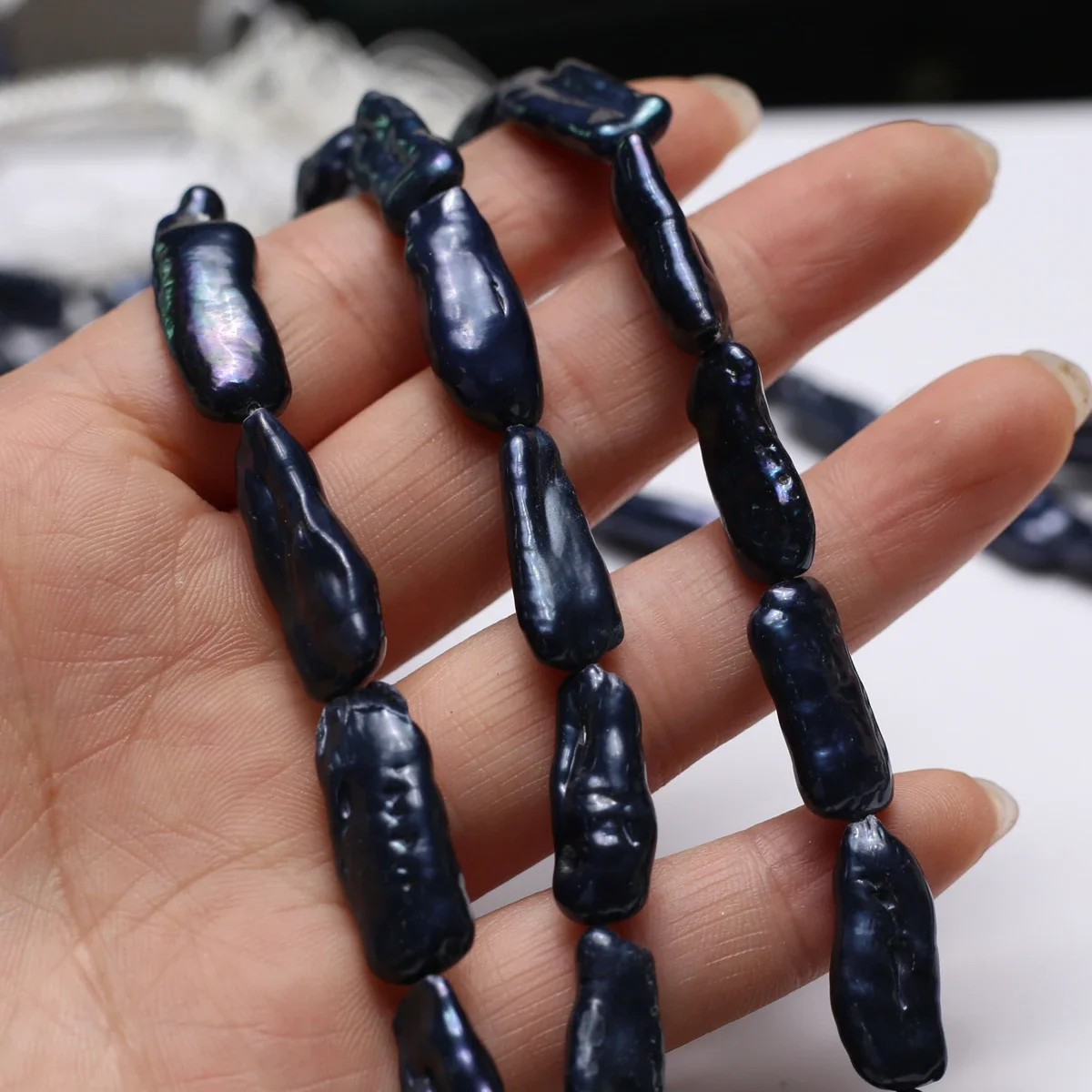 

8x20-9x22mm4A Flawless Natural Freshwater Pearl Baroque Black Pipa Bead Women Gift Jewelry MakeDIY Necklace Bracelet Accessories