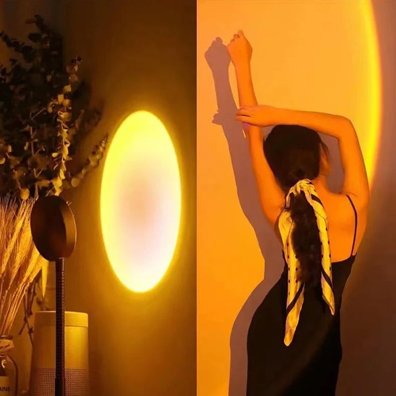 Portable Led USB Sunset Lamp Projector Home Decor Night Light Mood Light For Bedroom Living Room Wall Photography Neon Lights