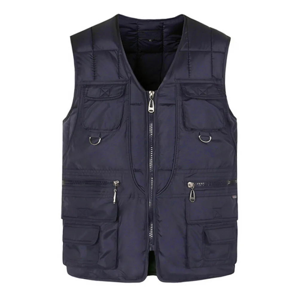 New Keep Warm Down Cotton Vest Coats Men'S Multipocket Winter Tactical Waistcoats Outdoor Causal Fishing Hiking Thermal Jackets