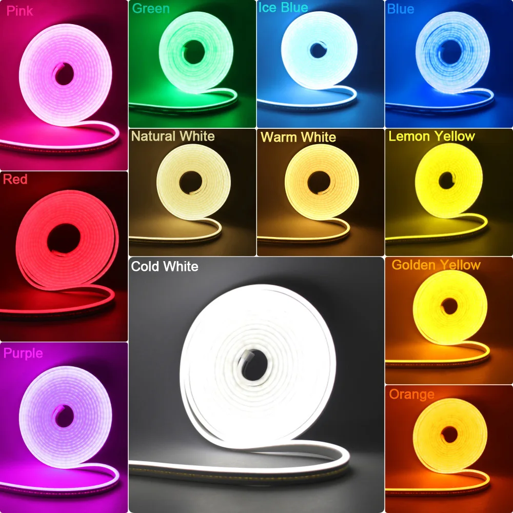 DC 12V 24V LED Neon Light Strip Waterproof Neon Sign 6X12mm Silicone Rope Lights Flexible Lamp Decoration with DC Plug/2pin Wire