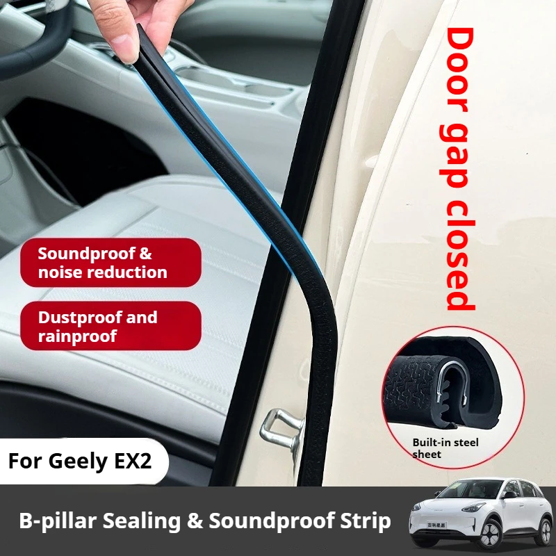 2Pcs for Geely EX2 Car B-pillar Sealing Strip Driver and Co Driver Rubber Dust and Sound Insulation Strips for Car Door Seams