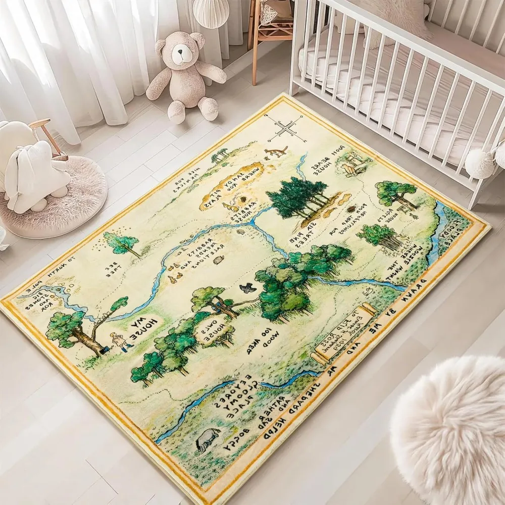 

Estmy 5x7 Washable Nursery Rug, Cute Woodland Kids Play Rug for Girls Boys Neutral Soft Crawling Play Mat for Classroom Children