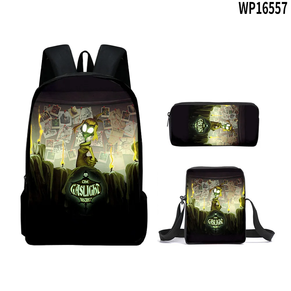 Trendy The Gaslight District 3D Print 3pcs/Set pupil School Bags Laptop Daypack Backpack Inclined shoulder bag Pencil Case