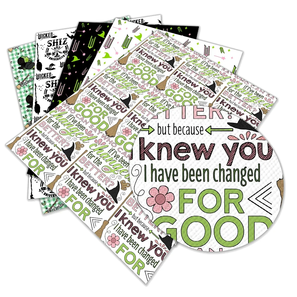 30*22 سنتيمتر غليندا الشريرة و Elphaba مطبوعة نمط الجلود الاصطناعية الصليب Vinly DIY بها بنفسك الشعر القوس مجوهرات القرط الحرفية صنع