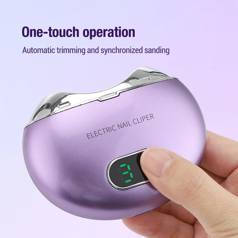 Electric Automatic Nail Clippers with UV Light Rechargeable Trimmer Fingernail Toe Nails Cutter Portable Mini Manicure Tools