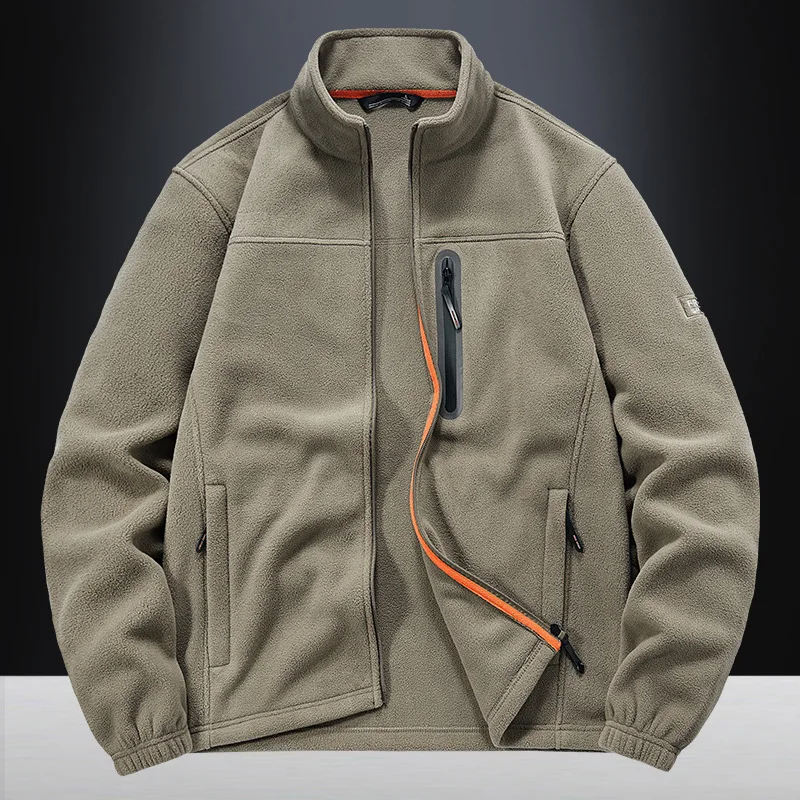 Men's parka outdoor casual stand-up collar fleece jacket new style for spring and autumn warm with multiple pockets High quality