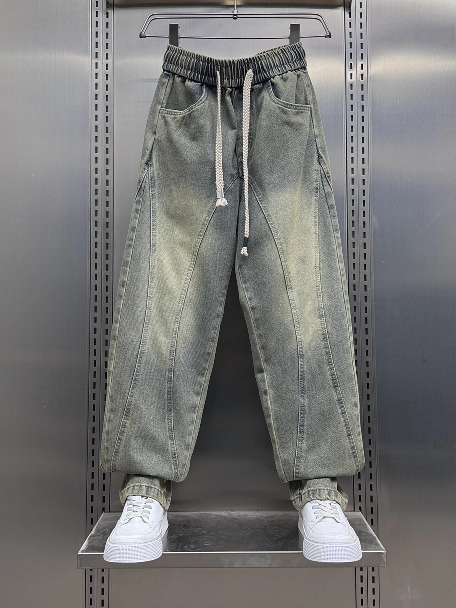 

Retro American Waed Denim Jeans Men's Loose Straight Casual Long Pants Spring 2026 New Sle Versatile Comfortable Cotton