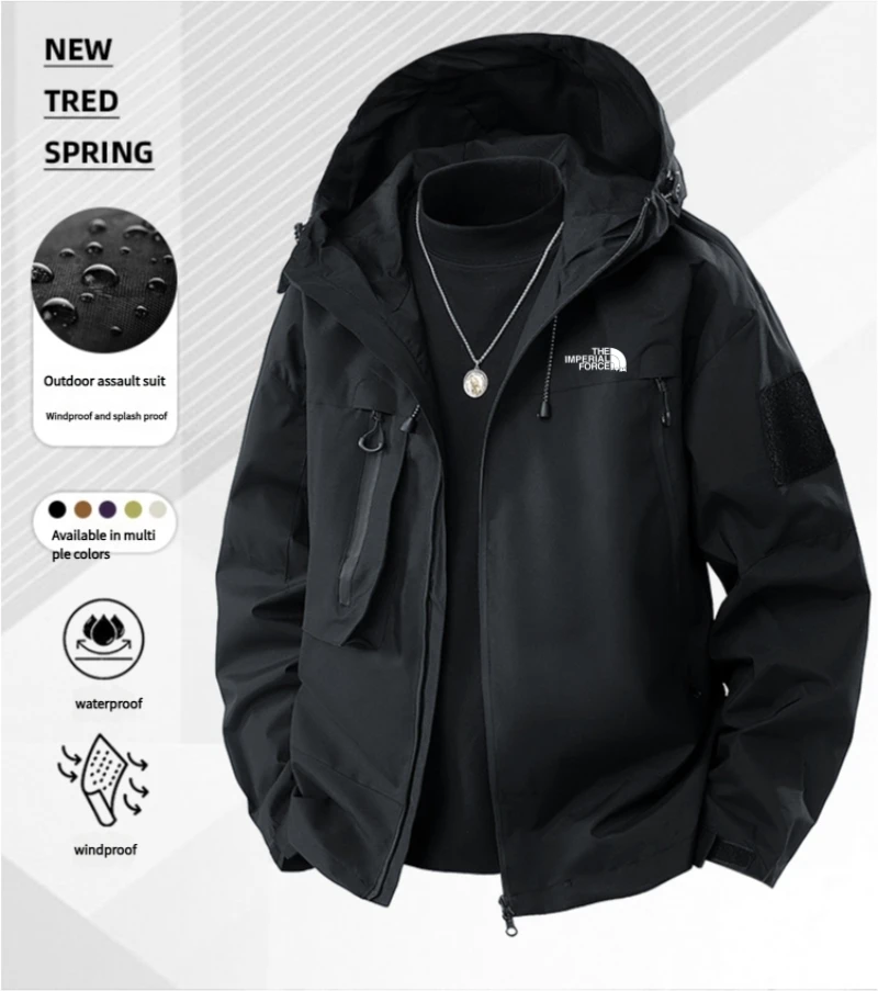 

Men's Waterproof Windbreaker Jacket Outdoor Hooded Lightweight Coat Windproof Rainproof Sportswear Hiking Camping Fashion