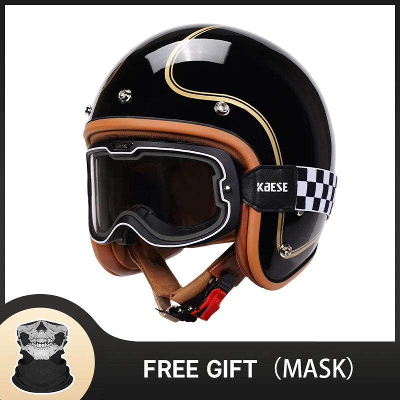 

DOT Approved Vintage Motorcycle Helmet 3/4 Open Helmet Scooter Capacete De Moto Masculino Motorcycle Equipment