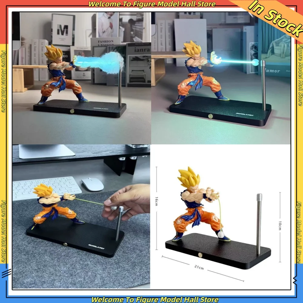 드래곤볼 애니메이션 피규어 손오공 초사이어인 액션 피규어 기공 임팩트 핸드헬드 마그네틱 나이트 라이트 모델 램프