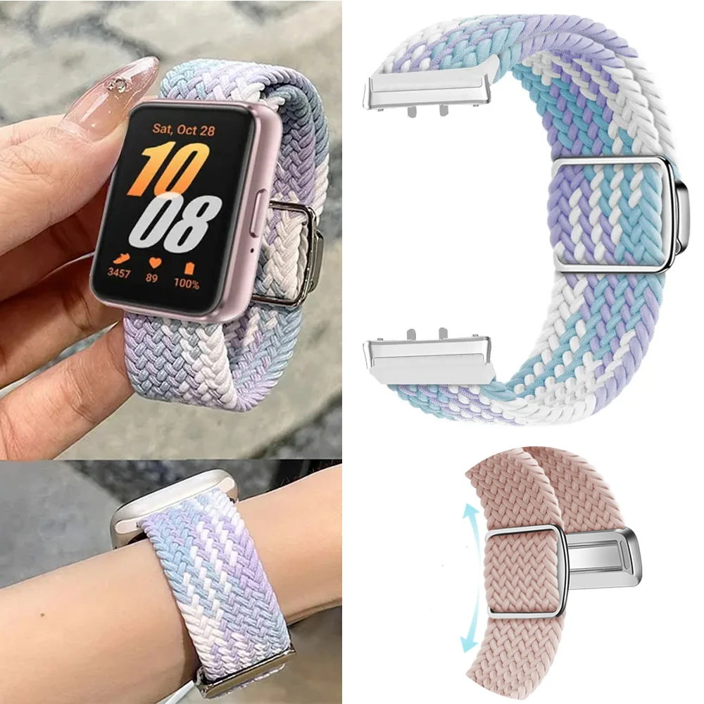 Nylon Strap For Samsung Galaxy Fit 3 Tie Dye Weave Bracelet Band For Samsung Galaxy Fit 3 SM-R390 Magnetic Watchband Correa