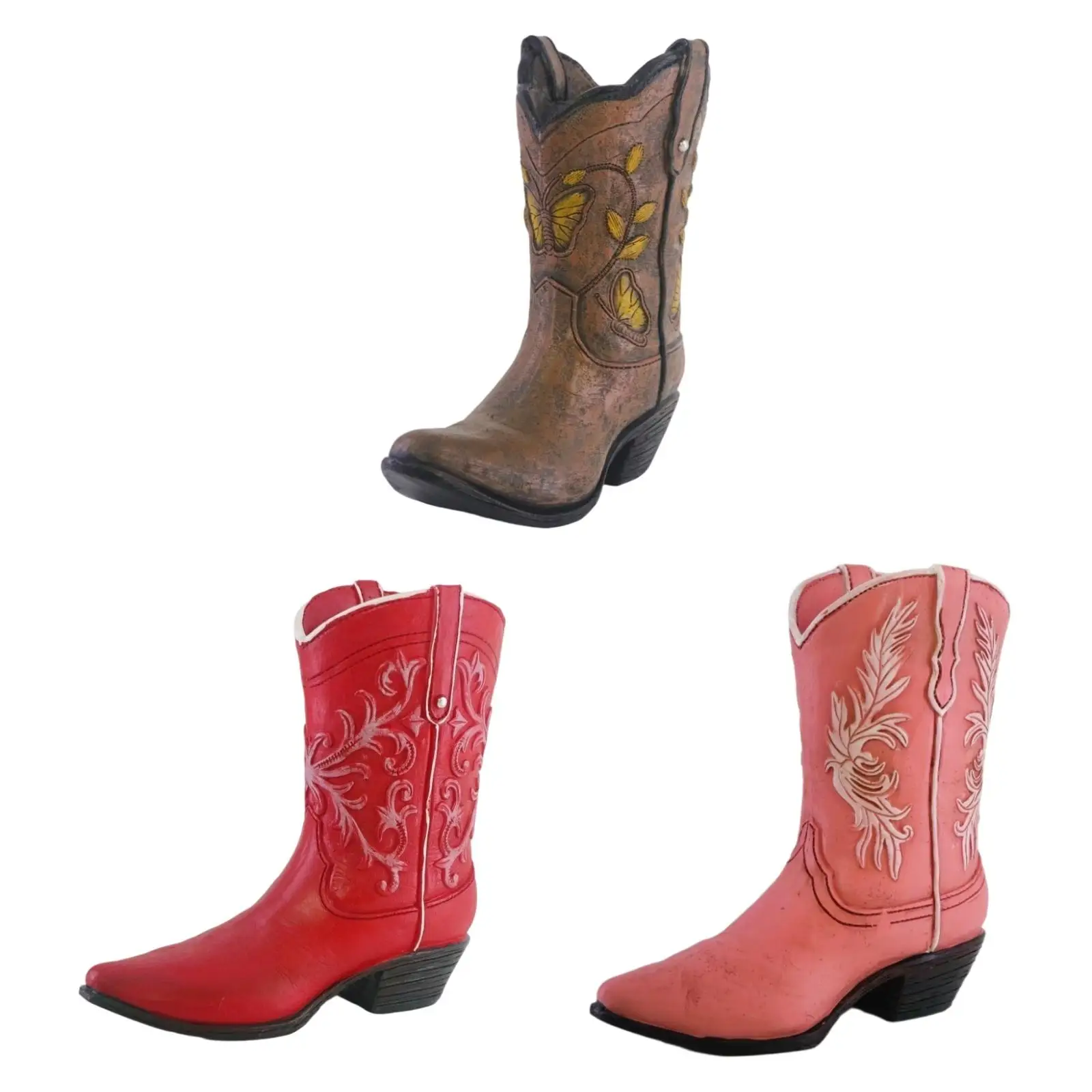 Cowgirl Boot Vase Ornament Resin Planter Retro Design Decorative Figurine for Flower Arrangements for Dining Table Farmhouse