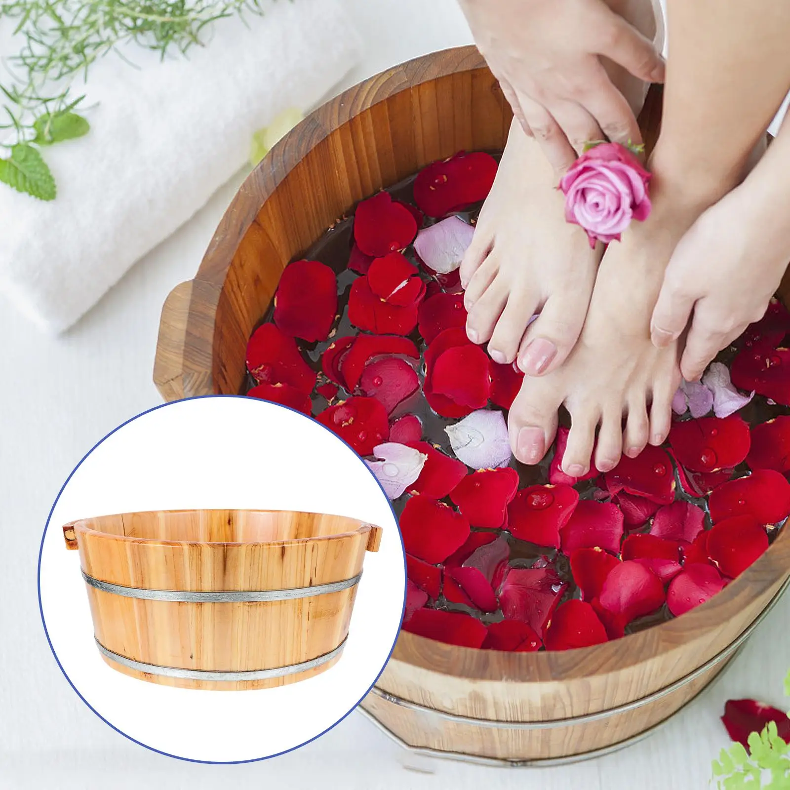 MultiUse Basin Foot Care Tool Portable Bucket Household Foot Bucket Spa Barrel Wood Bucket Foot Bath Soak foot bath Wash Basin