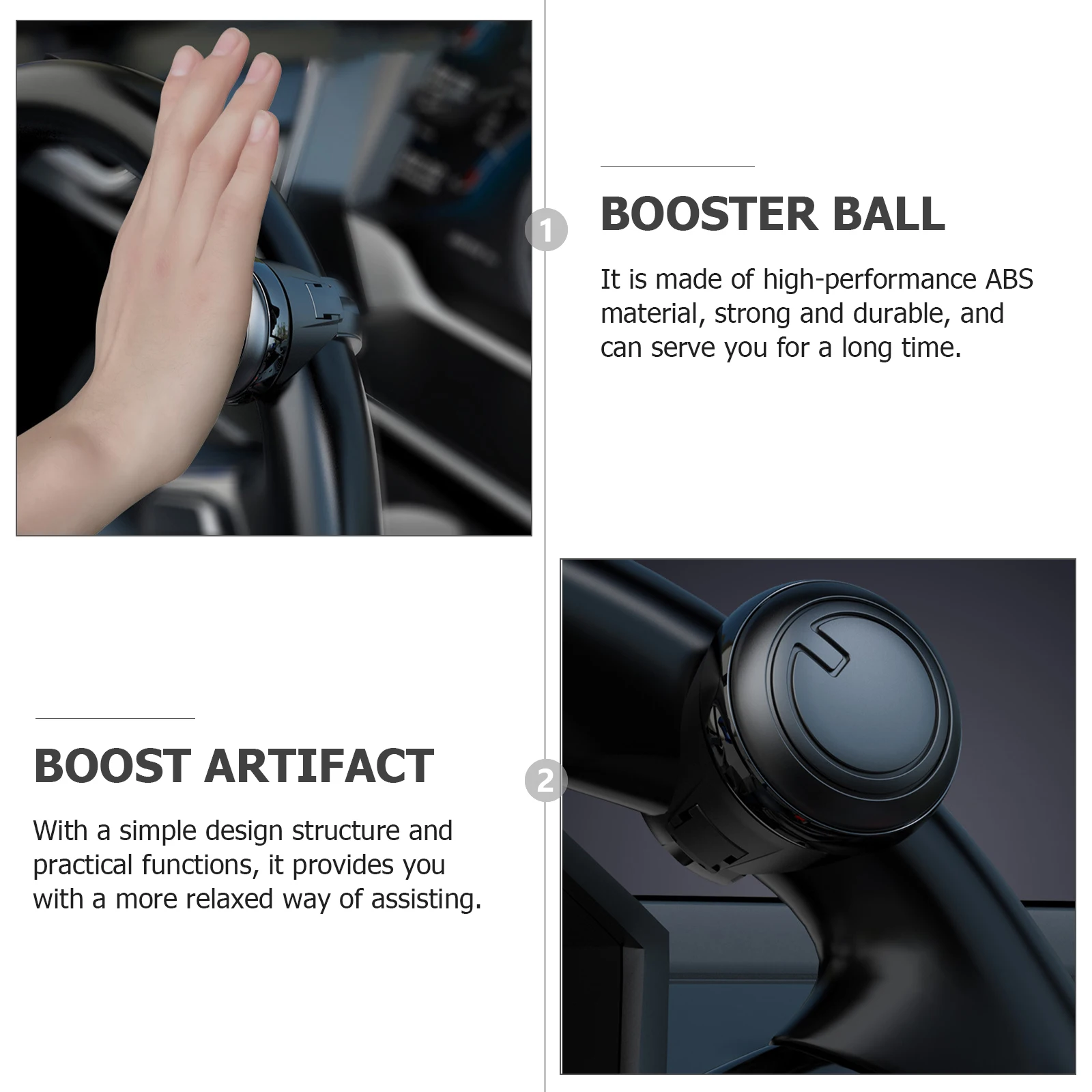 

1pc Steering Wheel Knob Helper ABS Material Durable Car Accessory Torque Booster Elegant Design Easy Install