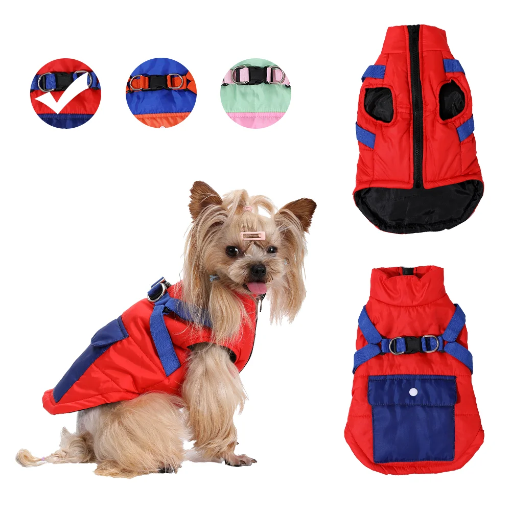 Hundebekleidung für den Winter, warme, süße Welpenjacke für kleine und mittelgroße Hunde und Katzen, Kleidung mit D-Ring-Tasche, Mantel für Yorkshire, Bulldogge, Mops.