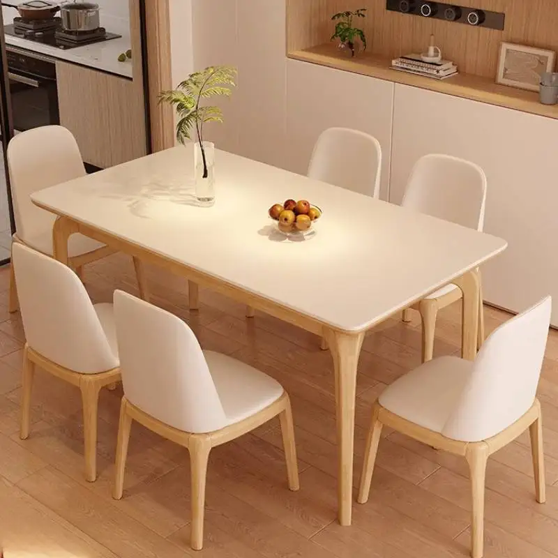 

Beige Wooden Dining Table Luxury Design Kitchen Conference Desk Dining Table Living Room Modern Mesa Para Comedor Furniture Home