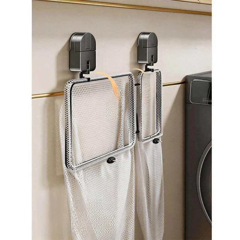 Bathroom Wall Mounted Dirty Laundry Hamper Foldable Toilet Clothes And Miscellaneous Items Basket Stainless Steel Material - view 3