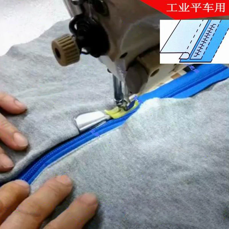 Industrial Sewing Machine Crimping Presser Foot, Lap Seam Folder,  Fast One Side Zipper,Upper Zipper Hemming Attachment