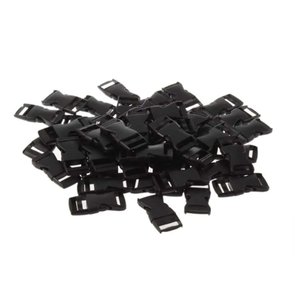 50 pcs Black Plastic Contoured Side Release Buckles for Paracord Bracelets