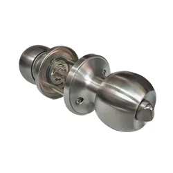 Door Set Knob Handle Lock With Key Privacy Passage Round Sliver Bathroom Shower Entrance Stainless Steel Useful