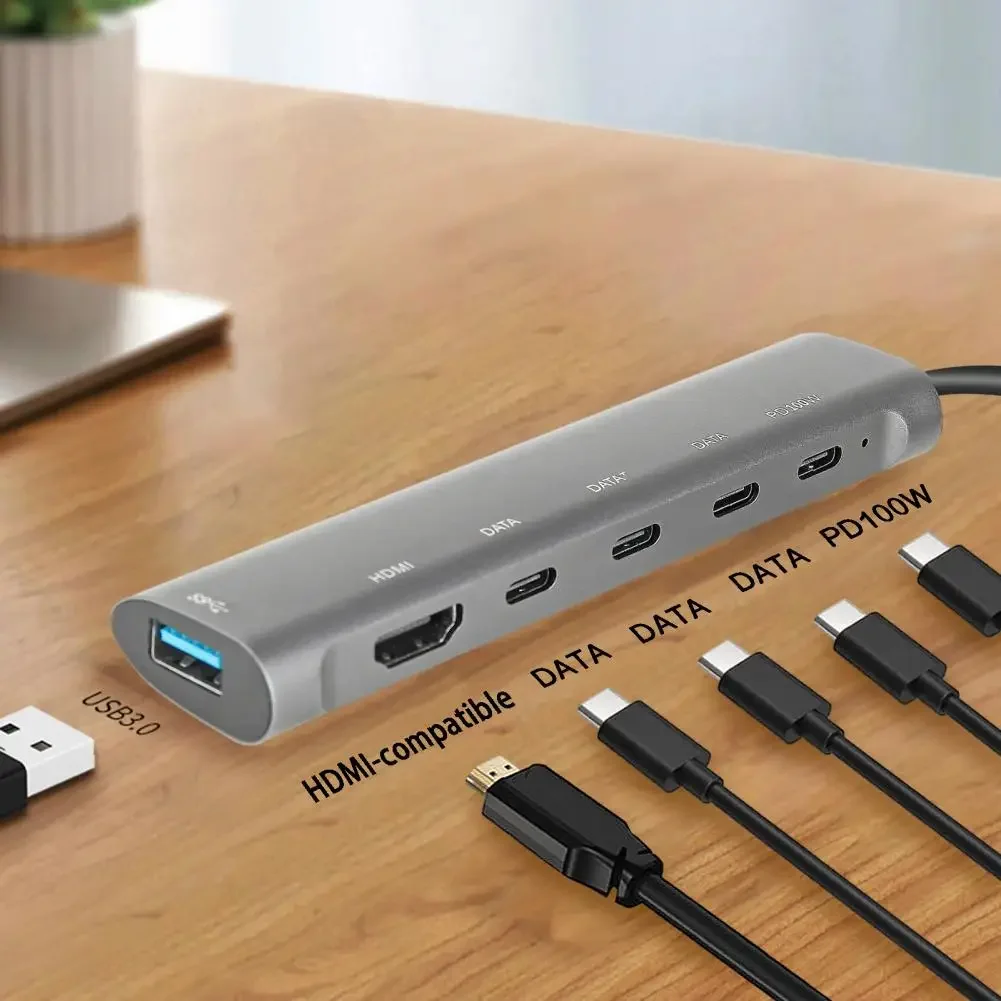 Reliable Docking Station Efficient Heat Dissipation Splitter Hub PD100W USB C Dongle    High Speed Transfer