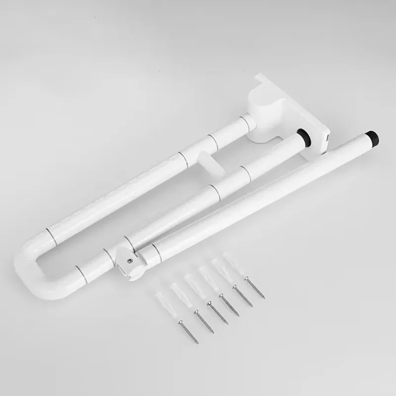 24.4 Inch Foldable Toilet Grab Bar With Textured Grip  Handicap Safety Rails With Leg  for Elderly