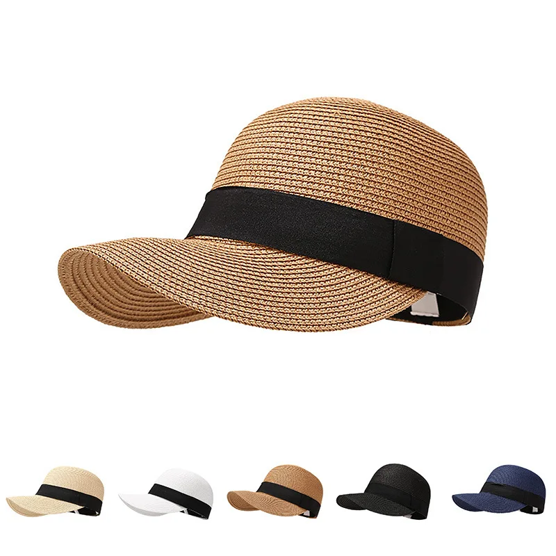 2024 Men and Women New Fashion Straw Baseball Cap Summer Outdoor Sunscreen Sunshade Rebound Cap Travel Beach Duck Tongue Hat