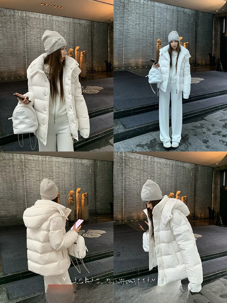 

Xzichic Women's Thiened down Jaet 90% White Du down Tee-Proof Outdoor Coat Warm Casual Loose Fit Long Sve Zipper