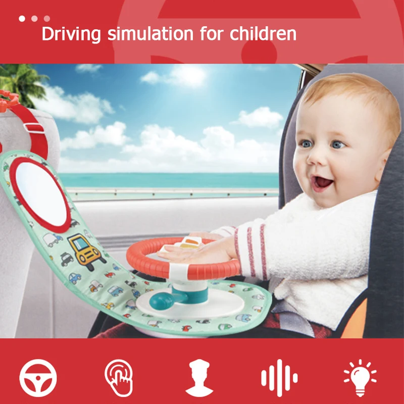 Eletric Simulation Steering Wheel Toy with Light Sound Baby Kids Musical Educational Copilot Stroller Steering Wheel Vocal Toys