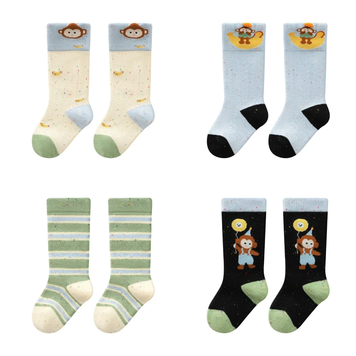 

4 Pairs Children's Socks Autumn Winter 0-5Y Boys Socks Calf Length Cotton Sock Kids Cute Cartoon Pattern Socks
