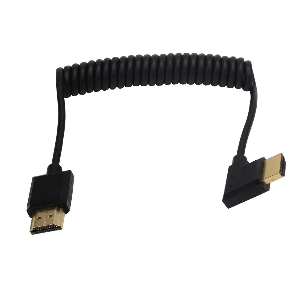 OD3.2mm Super Soft Slim 90 Angle 2.0 HDMI-compatible Stretch Spring Curl Coiled Cable High Speed 4K*2K@60HZ HD for Laptop Camera