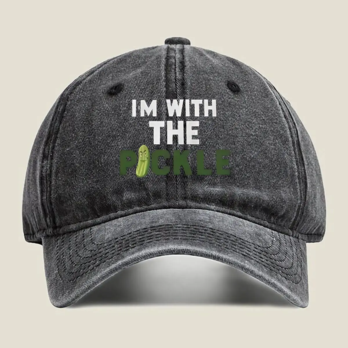 

Pickle Team ‘I’m With the Pickle’ humorous food - theme art Washed Baseball Cap