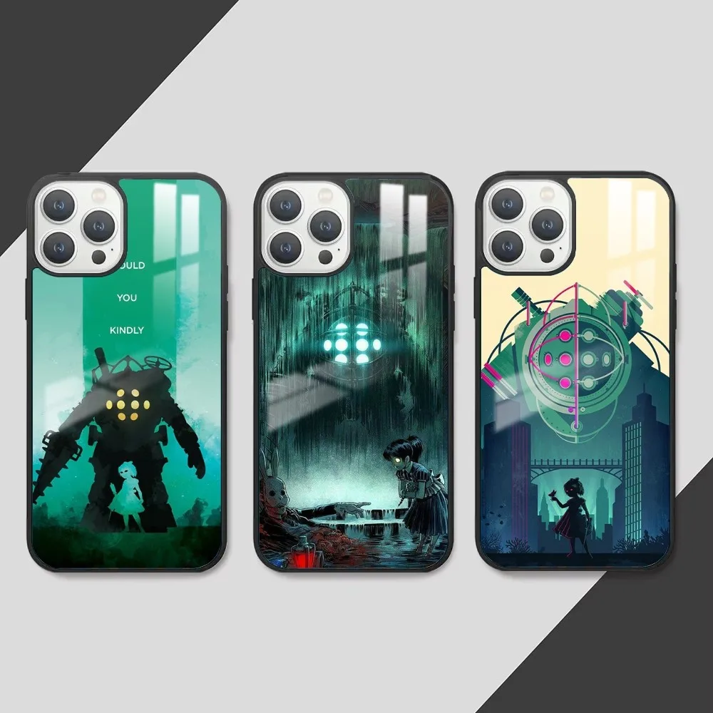 Game B-BioShock Phone Case For iPhone 16 15 14 13 12 11 Pro Max Plus Mini PC Fashion mirror phone case