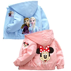 Autumn Baby Girls Cartoon Jacket Kids Minnie Mickey Mouse Coats Spring Fashion Frozen Elsa Hooded Windbreaker Clothing Outerwear