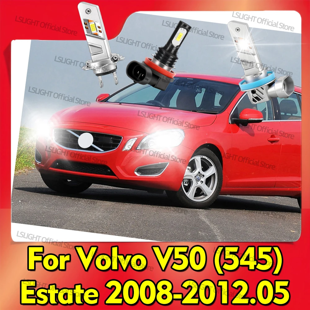 2/6x White 6000K Fog Bulbs 12V High Low Beam Headlight For Volvo V50 (545) Estate 2008 2009 2010 2011 2012 Auto Headlamp 30000LM