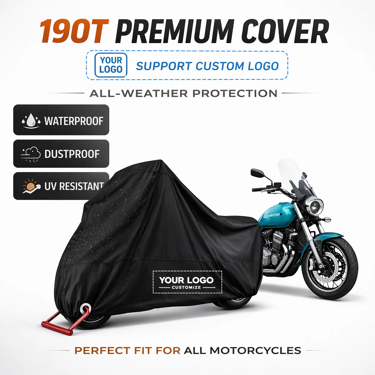 

Custom Logo Motorcycle Cover Waterproof Outdoor UV Motorbike Cover Rain Dust Sun Protection Electric Bike Cover